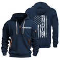 thumbnail image 2 of Men's RED FRIDAY Print Zip Up Hoodie with Arm Pocket, Casual Cardigan Style Sweatshirt, Large Size Fleece Jacket for Veterans Day, Christmas, Military Support,Navy,M, 2 of 5