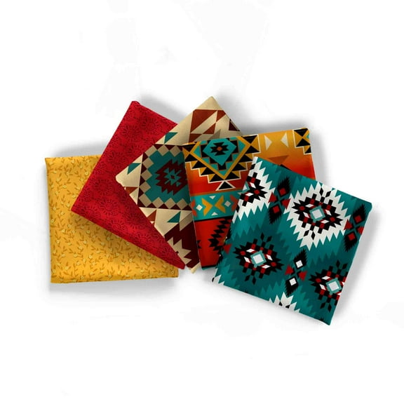 David Textiles Cotton Southwest Sunset Fat-quarter Precut Bundle, 5 Pieces, Multicolor