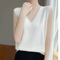 thumbnail image 2 of Womens Sweater Tank Tops Cropped, V Neck Knit Vests Sleeveless Pullover Knitwear Tops Casual Trendy Solid Sweaters Vests Fitted Tank Tops for Women White XXL, 2 of 4