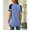 thumbnail image 4 of SWQZVT Summer Shirts for Women Short Sleeve Tops Going Out Tops for Women Casual Color Block Tunic Tops Roundneck Skyblue Tees Size M, 4 of 4