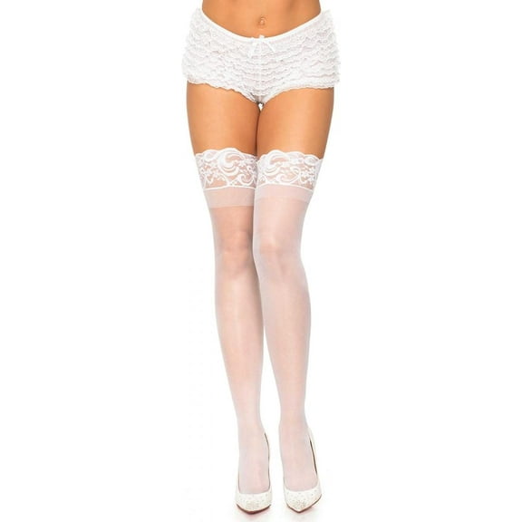 Zhengup Women's Nylon Sheer Stockings with Lace Top