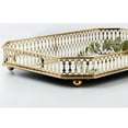 thumbnail image 4 of 13.78" Vintage Glass Metal Trays Mirror Vanity Perfume Organizer Dresser Bathroom Octagon Tray Home, 4 of 10