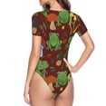 thumbnail image 4 of Fotbe Women Short Sleeve Bodysuit Round Neck Frogs And Mushrooms Bodysuit For Women Round Neck Scoop Neck Long Sleeve Stretch Tops Jumpsuit-Xx-Large, 4 of 9