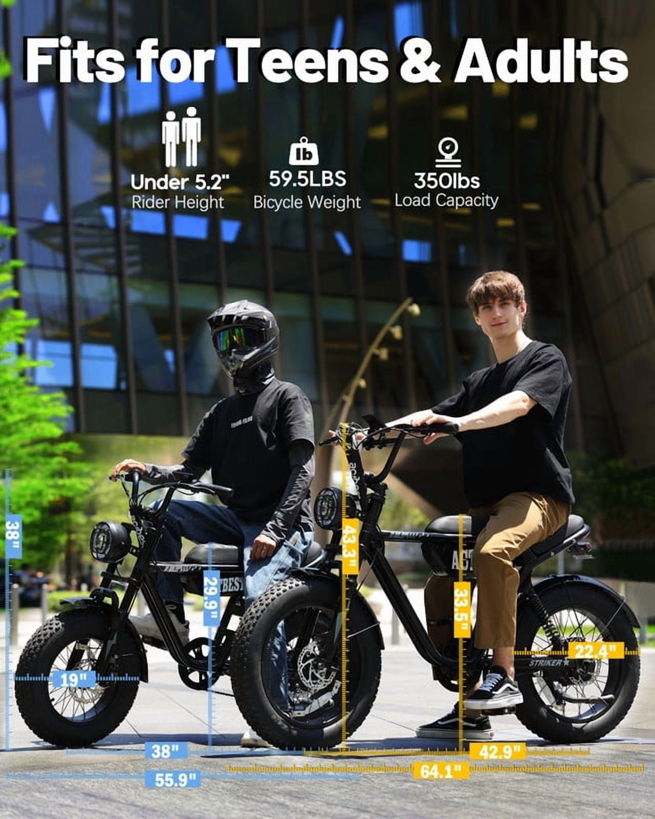 Electric Bike, 16"x4.0" Fat Tire Ebikes for Adults, 750W Peak 25 MPH Electric Mountain Bike, 48V 10.4 AH Battery, 7-Speed E-Bike with Free Lock
