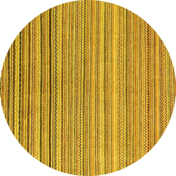 Ahgly Company Indoor Round Oriental Yellow Modern Area Rugs, 8' Round