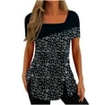 thumbnail image 2 of Kayannuo Womens Tops Shirts for Women Valentine's Day Fashion Womens Casual Printed Square Neck Short Sleeve Buttons Tops Loose Blouses, 2 of 5