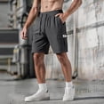 thumbnail image 2 of OIOLOYJM Mens Cargo Shorts Elastic Waist Drawstring Running Hiking Shorts Casual Basic Summer Loose Outdoor Athletic Work Shorts with Multiple Pockets Gray 2XL, 2 of 5