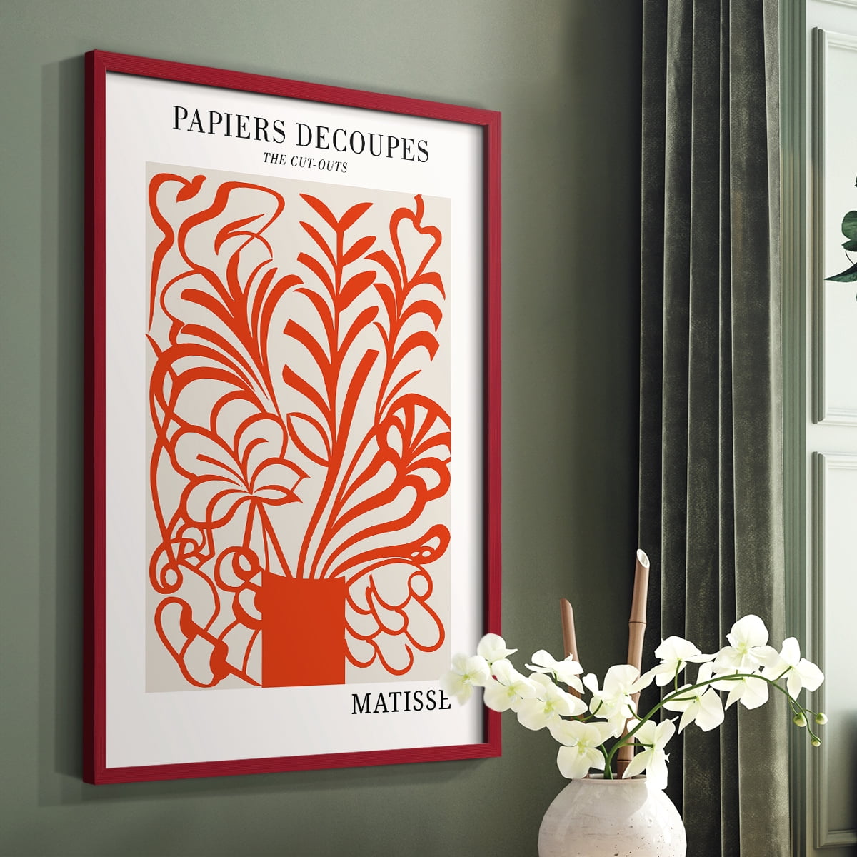 Matisse CDLXXVI in Red Solid Wood Framed Print No Nail Hanging