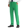 thumbnail image 4 of INSPIRE CHIC Solid Dress Pants for Men's Business Button Closure Flat Front Formal Trousers Green 32, 4 of 5
