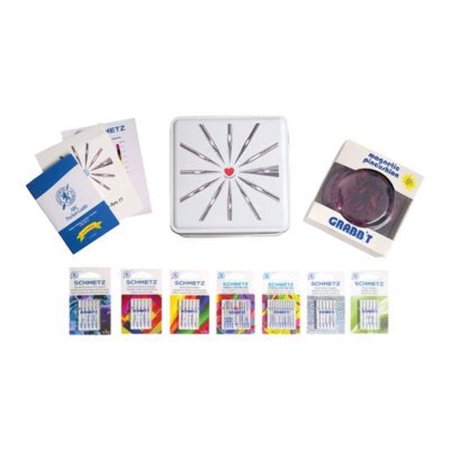 Schmetz Collector Tin Limited Edition with 49 Sewing Machine Needles, Charts, and Grabbit Magnetic Pincushion