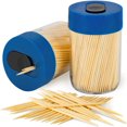 thumbnail image 1 of CUITING Sturdy Safe Toothpick Holder with 800 Natural Wood Toothpicks for Teeth Cleaning  Unique Home Design Decoration  2 Pack  Beige, 1 of 8