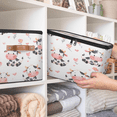 thumbnail image 5 of CURLYOOT Cows Pink Spring Floral Storage Bins with Lid, Decorative Fabric Closet Boxes with Lids, Foldable Storage Baskets Shelves Container Organizers for Bedroom, Living Room, Dorm, 5 of 8