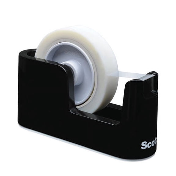 Heavy Duty Weighted Desktop Tape Dispenser With One Roll Of Tape, 1" And 3" Cores, Abs, Black | Bundle of 2 Each