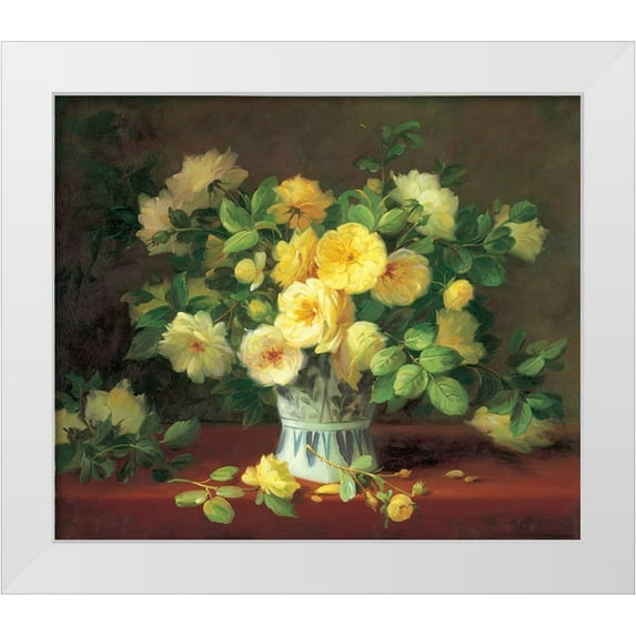 Rabun, Josef 30x26 White Modern Wood Framed Museum Art Print Titled - Flower Composition II