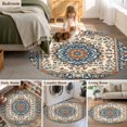 thumbnail image 5 of Round Rugs 4Ft, Orange Blue Boho Southwestern Round Area Rug Washable Indoor Throw Carpet, Antique Ethnic Rustic Soft Non Slip Circle Rug for Kitchen Nursery Room Home Decor Aesthetic, 5 of 8