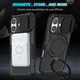 thumbnail image 6 of ELEHOLD Rugged Case for iPhone 17 with Sliding Camera Lens Cover Rotation Ring Holder Stand Function Compatible with Mag Safe Shockproof Cover for iPhone 17 - Black, 6 of 10