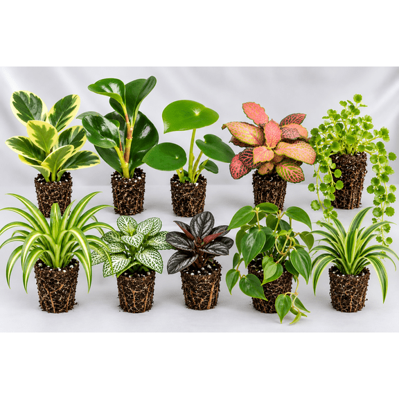 Pet-Friendly Houseplant 6-Pack – Assorted Live Indoor Plants – Rooted Starter Plants