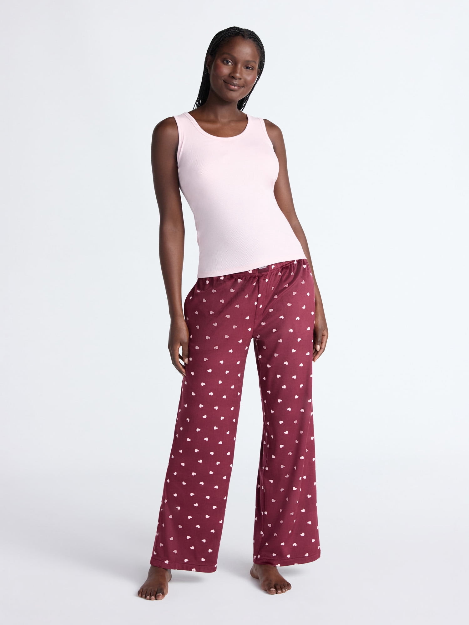 Joyspun Women's Velour Wide-Leg Sleep Pants, Size XS-3X