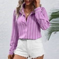 thumbnail image 6 of Kaemgyyd Womens Button down Shirts Casual Striped Long Sleeve Collared Office Work Blouses Tops Fall Fashion Clothing, 6 of 7