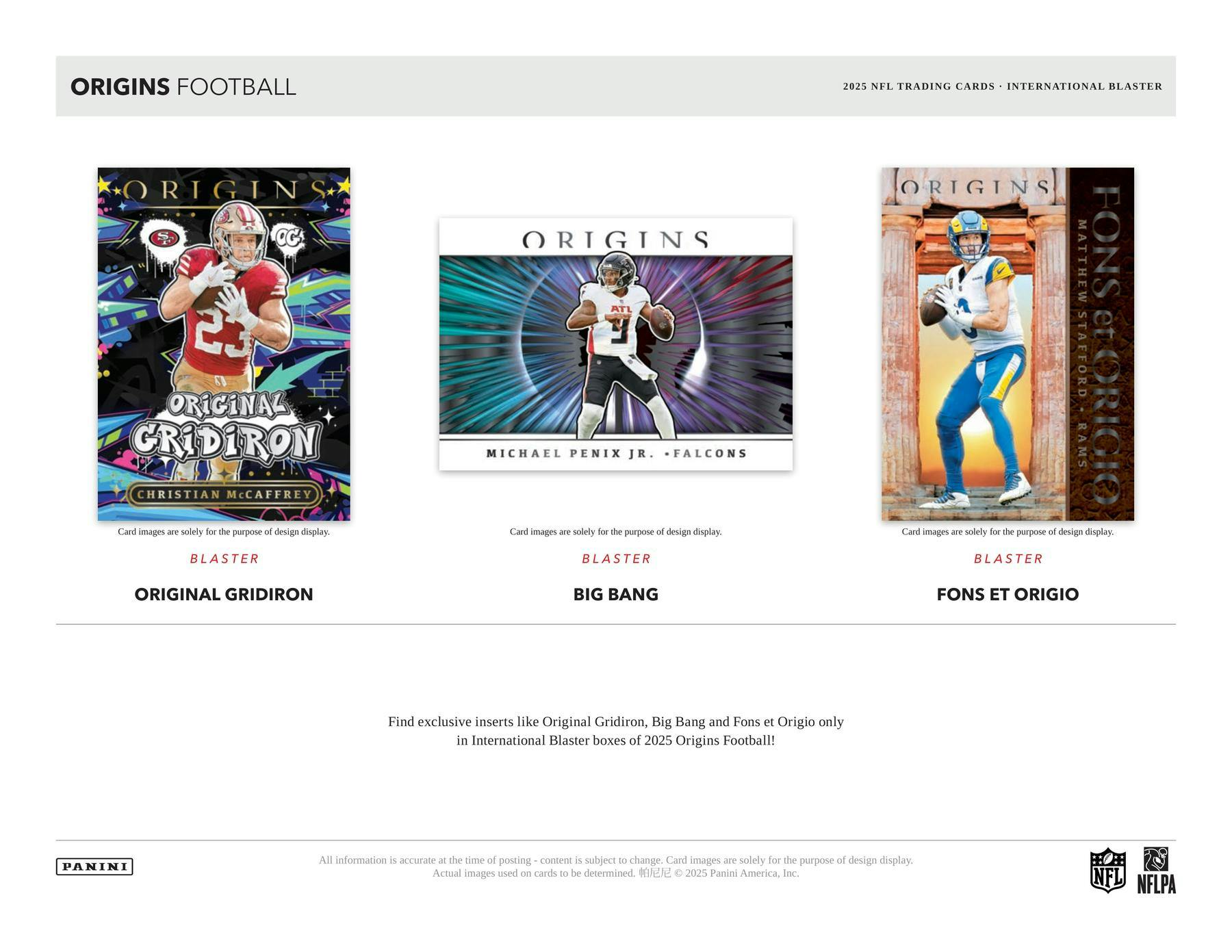 2025 Panini Origins Football International Blaster Box - ( Trading Cards)