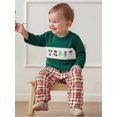 thumbnail image 4 of Toddler Baby Girl Christmas Outfit Santa Claus Embroidery Crewneck Long Sleeve Pullover Sweatshirt and Plaid Pants 2Pcs Fall Winter Clothes Set, 4 of 8