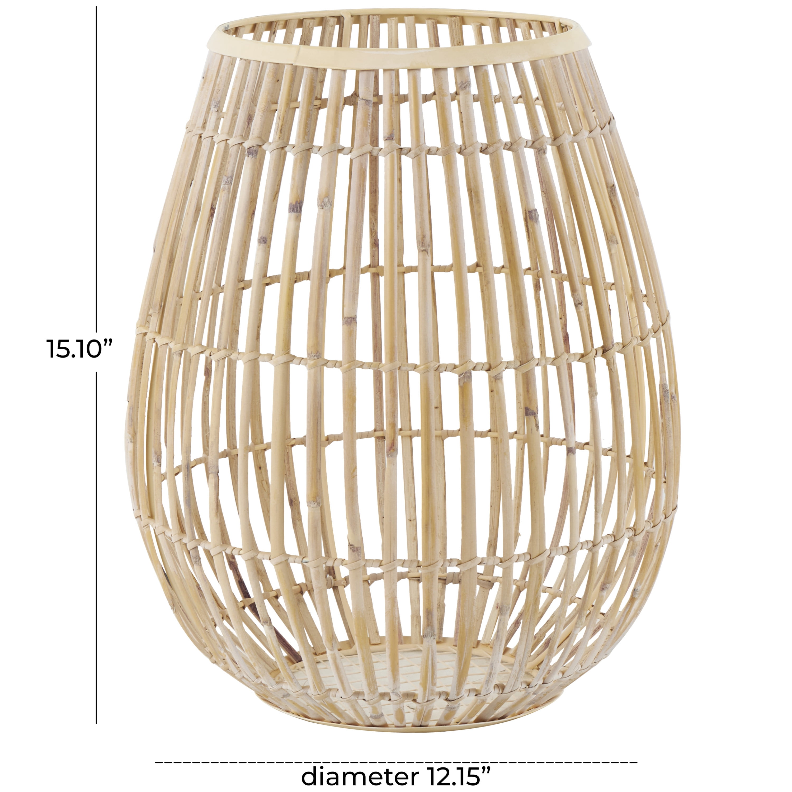 DecMode 15" Handmade Open Frame Round Brown Bamboo Vase