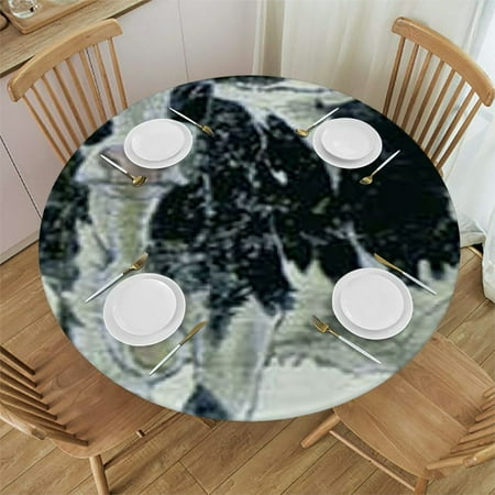 

Sheronv Cow Baby Black Spot Round Table Cover Stain Resistant Washable Indoor Outdoor Tablecloth Kitchen Dining Wedding Parties 100% Polyester Fiber 38-42