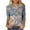 #151 White, variant on Ladies Gray Top, Three-Quarter Sleeve, Round Neck Blouse with Pink, Purple, Blue and Orange Embroidered Flowers