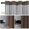 thumbnail image 4 of XWZO Total Blackout Curtains for Bedroom with Tiebacks, 100% Light Block Window Curtain Drape 2 Panels Set, Noise Reducing Privacy Curtain for Living Room, Brown,52 x 45, 4 of 7