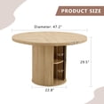 thumbnail image 3 of LUFTUT 47.2" Round Kitchen Table, Pedestal Dining Table with 2 Hidden Shelves & Sliding Wood Door, Engineered-Wood MDF, Space-Saving for Apartment & Small Space (Oak), 3 of 9
