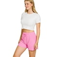 thumbnail image 5 of Zenana Women & Plus Size Ribbed Round Neck Long Sleeve Pullover Tee Shirt & Banded Waist Drawstring Shorts Set, 5 of 8