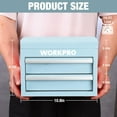 thumbnail image 6 of WORKPRO Mini Tool Box with 2 Drawers and Top Storage, Upgraded Version with Ball Bearing Slides, Small Metal Tool Chest with PVC Liners and PP Feet Pads, Light Blue, 6 of 8