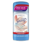 Secret Invisible Solid Antiperspirant and Deodorant, Berry Fresh Scent, Twin Pack, 2.6 oz