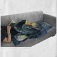 thumbnail image 6 of Cat and Mouse Soft Flannel Fleece Throw Blanket, Furry Creature Laying Down Keeping a Check on the Small Mice with Cheese, Cozy Plush for Indoor and Outdoor Use, 50" x 70", Multicolor, by Ambesonne, 6 of 6