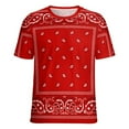 thumbnail image 5 of Red Paisley Bandana T Shirts Basic T-Shirt Short Sleeve Ladies Tee Shirt Summer Graphic Clothing, 5 of 6