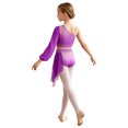 thumbnail image 2 of MSemis Kids Girls Lyrical Modern Dance Outfit Shiny Rhinestones Applique Crop Top with Shorts Purple 12, 2 of 5