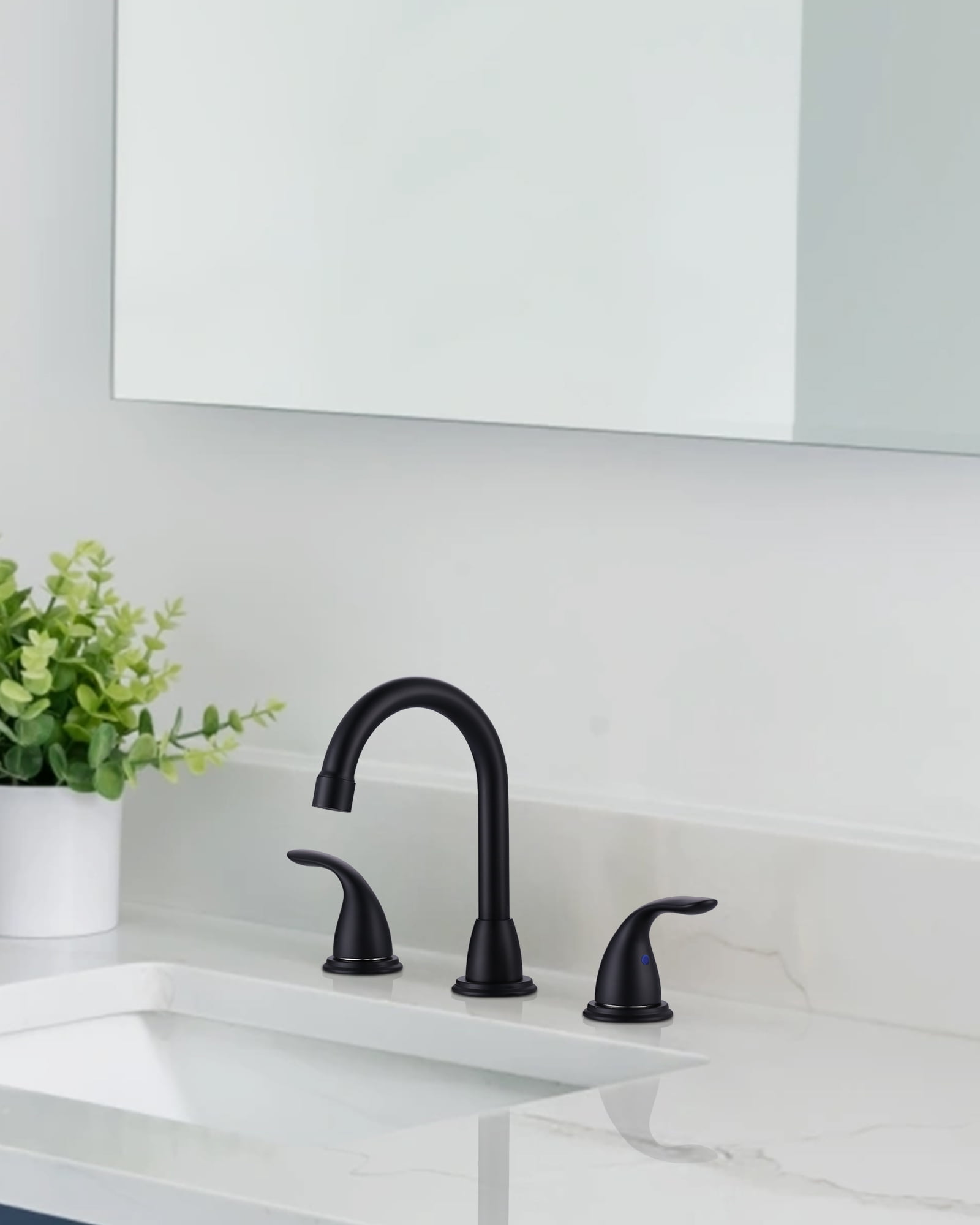 Wowow 3 Hole Widespread Bathroom Sink Faucet in Matte Black,Fit for 6 inch and 8 inch Sink with Pop UP Drain