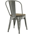 thumbnail image 3 of Modway Promenade Industrial Modern Steel Dining Side Chair with Bamboo Seat in Gunmetal, 3 of 4