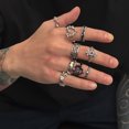 thumbnail image 5 of 9pcs Stylish Gothic Rings Set for Men and Women Thorn Silver Collection with Unique Heart Snake and Skull Designs, 5 of 9