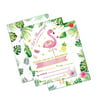 WERNNSAI Glitter Flamingo Party Invitations with Envelopes - 20 Set Luau Birt...