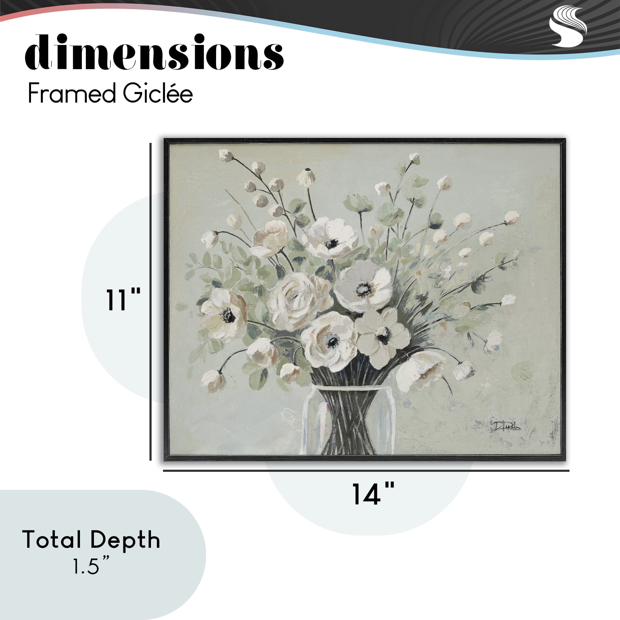 Stupell Industries Siempre Bella Bouquet Black Framed Giclee Art, design by Patricia Pinto