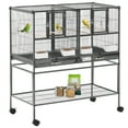 thumbnail image 1 of PawHut 40" Large Double Rolling Metal Bird Cage Bird House Grey, 1 of 10