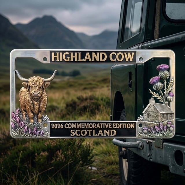 ZZkhGO Cow Commemorative License Plate Frame, Cute Silly Animal Theme Car Tag Holder, Metal Rust-Proof Decorative Frame for Front Rear Plate, Universal Fit for Sedan SUV