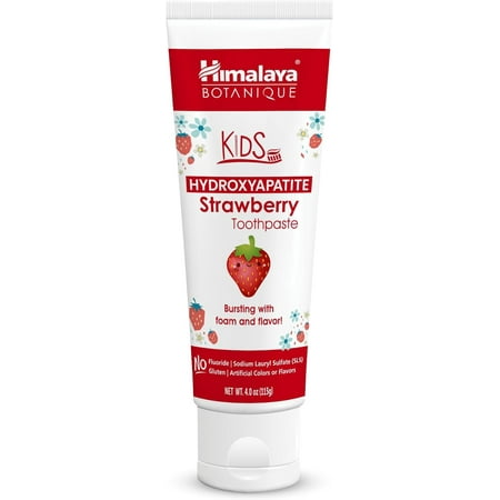 Himalaya Botanique Kids Hydroxyapatite Strawberry Toothpaste, Fluoride-Free, Nano-Hydroxyapatite, No Artificial Colors or Flavors, Vegan, Cruelty-Free, 4 Oz, 1 Pack