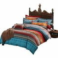 thumbnail image 2 of 3 Piece Colorful Retro Bohemian Duvet Cover Set Mandala Striped Reversible Boho King Comforter Cover Sets,King Size, 2 of 4