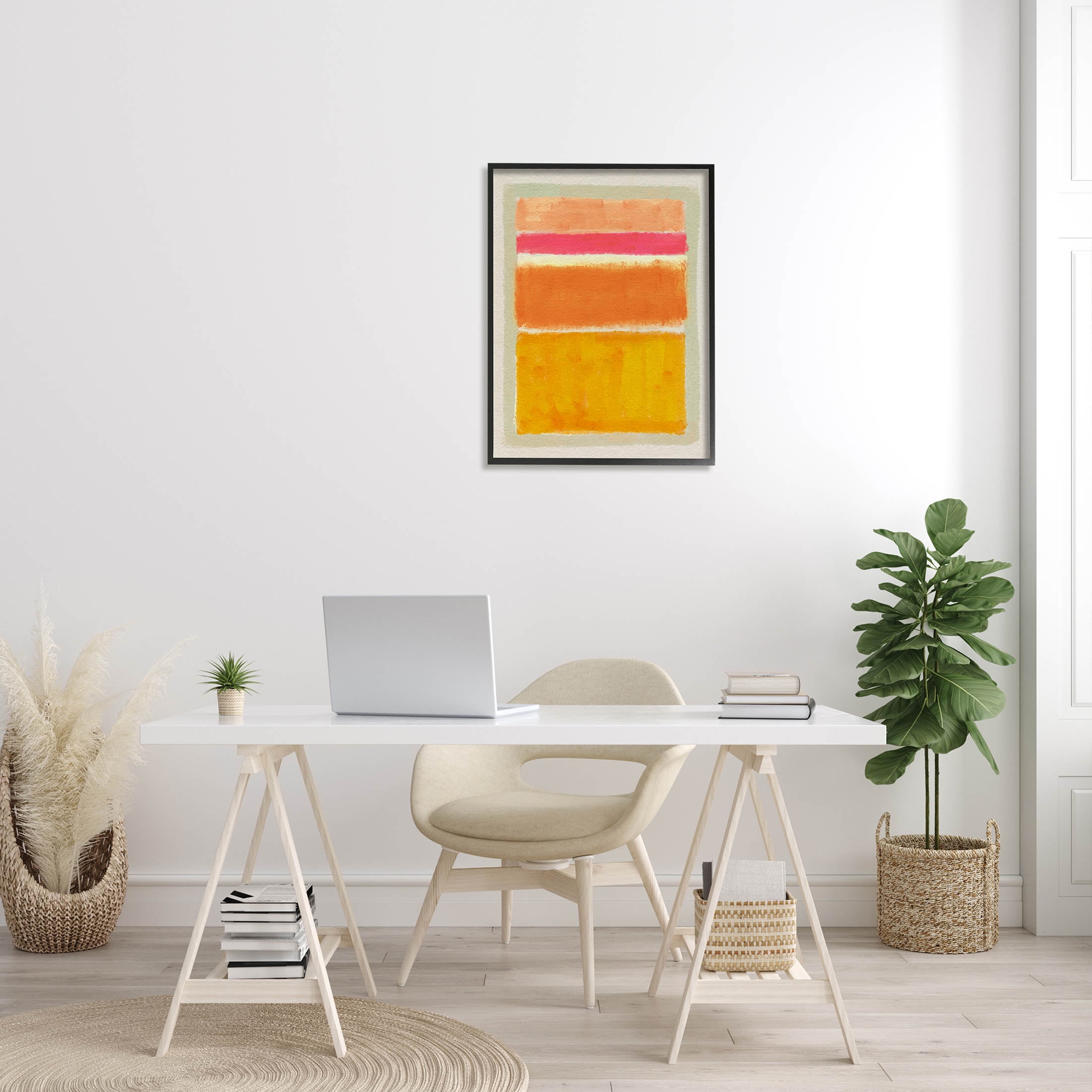 Stupell Industries Varied Orange Stripes Arrangement Painting Black Framed Art Print Wall Art, Design by Victoria Barnes