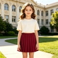 thumbnail image 2 of Abcomgle Girls Pleated Skirt with Built In Safety Shorts Elastic Waist A Line Short Skater School Style Skirt for Big Kids, 2 of 5