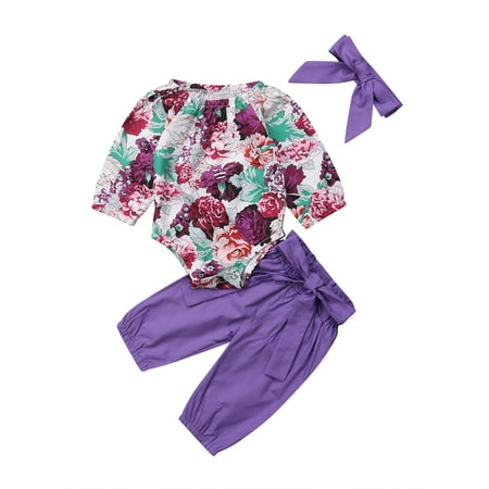 

Newborn Infant Baby Girl Floral Clothes Romper Pants Leggings Headband Outfit