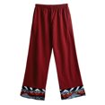 thumbnail image 4 of Pantalones anchos de las mujeres de la vendimia Pantalones con estampado de geometría Cintura e Abanopi Pantalones de lino de algodón, 4 of 7