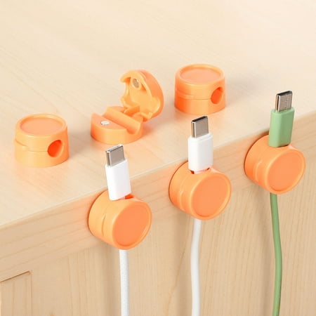6Pack Cord Organizer Holder  Round Cable Clips  Orange